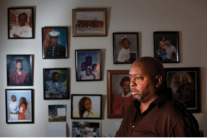 Brian K Troupe Sr pictured here during an interview with Maurice Chammah of Texas Observer.  Photo by Tamir Kalifa